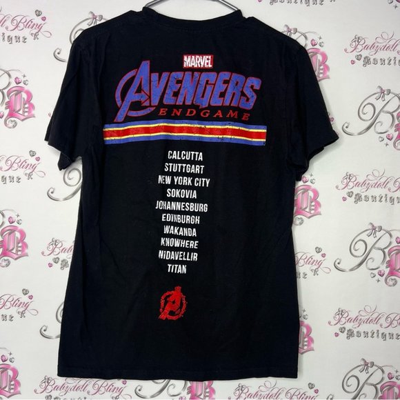 Avengers marvel end game tshirt black blue red logo on front and back Disney - Picture 3 of 4